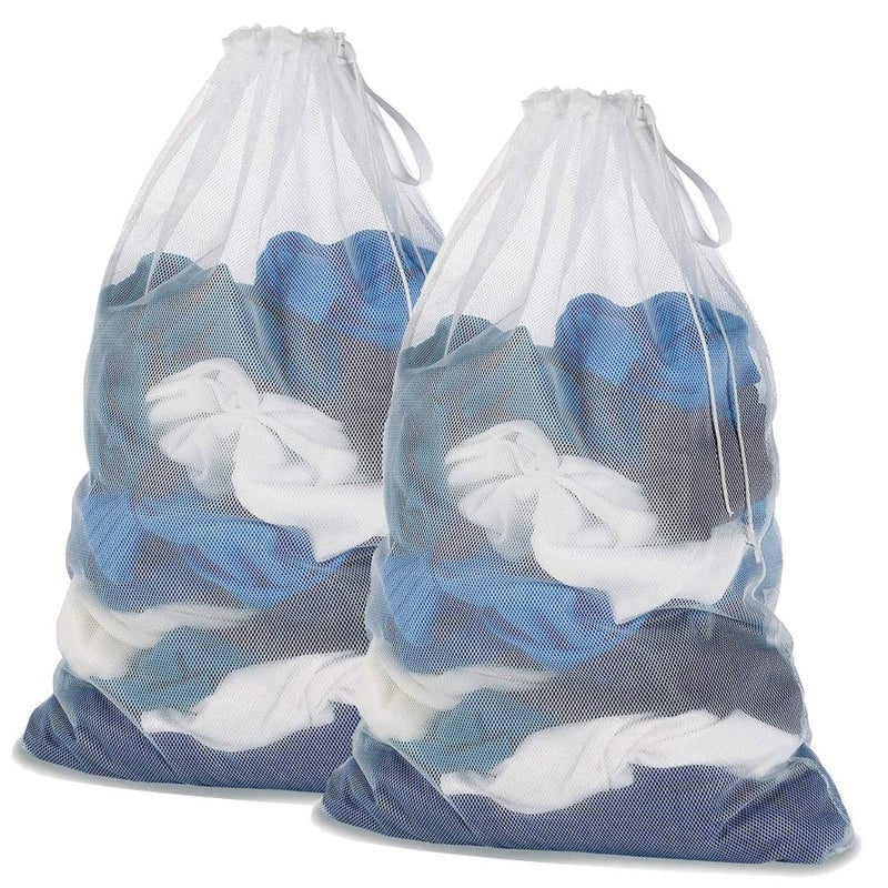 DoGeek Mesh Laundry Bag 90 x 60 cm Washing Bags for Washing Machine Large Laundry bags Laundry Net 2 Pcs White