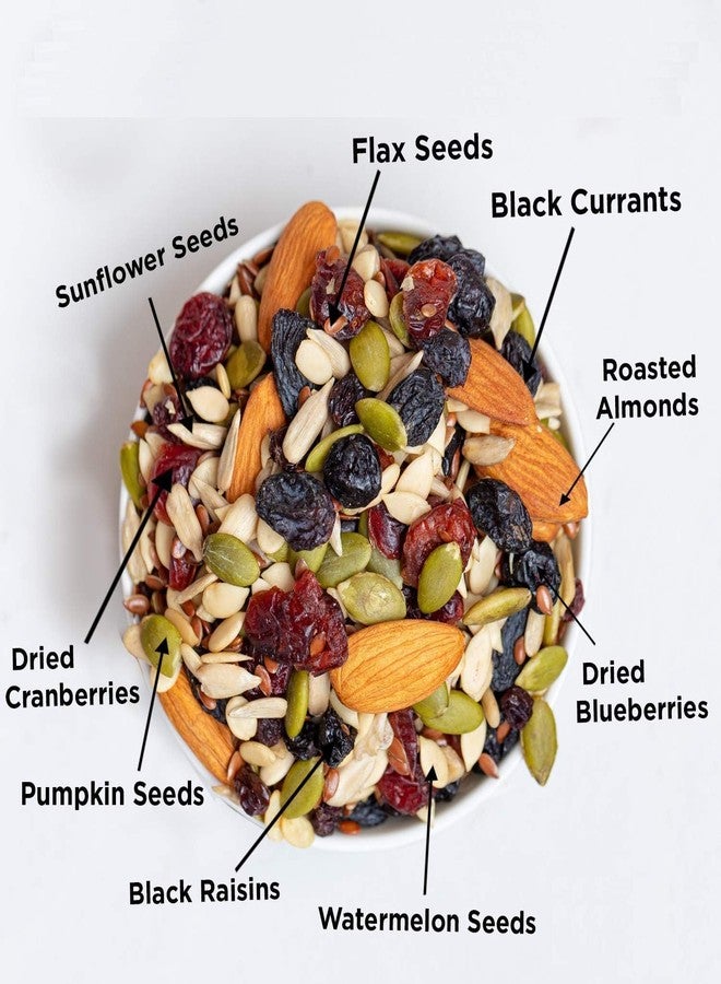 EVRR Superfood Trail Mix 100g | 9-in-1 Roasted Almonds, Sunflower, Watermalon, Pumpkin, Flax Seeds & Dried Cranberries, Blueberries | High Protein, Gluten-Free, Vegan Snack | Healthy Energy Mix - Image 4