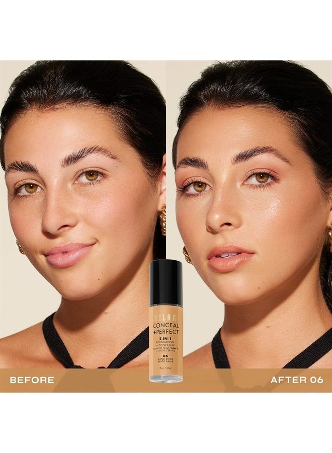 MILANI Conceal + Perfect 2-in-1 Foundation + Concealer - Sand Beige (1 Fl. Oz.) Cruelty-Free Liquid Foundation - Cover Under-Eye Circles, Blemishes & Skin Discoloration for a Flawless Complexion - Image 2