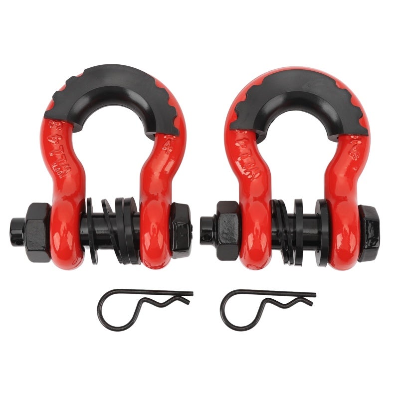 D Ring Shackles 7/8In Pin Red Alloy Steel - 5952Lbs Towing Capacity Tow Shackle for Off Road 4x4 ATV Vehicle Recovery - Image 1