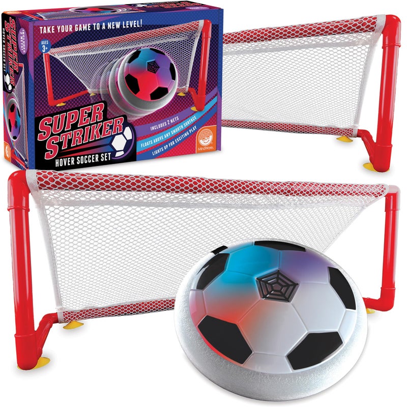 MindWare Super Striker Hover Soccer Ball Set Indoor Soccer for Kids Ages 3 and Up Flashing LED Lights USB Charger Includes 2 Sturdy Nets for 1 or 2Player Indoor Games for Kids 812 - Image 3