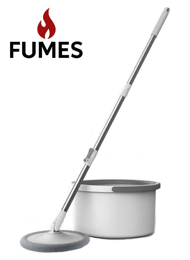FUMES 360° Degree Spin Mop with Round Microfiber Head and Bucket for Wet and Dry Floor Cleaning - Image 1