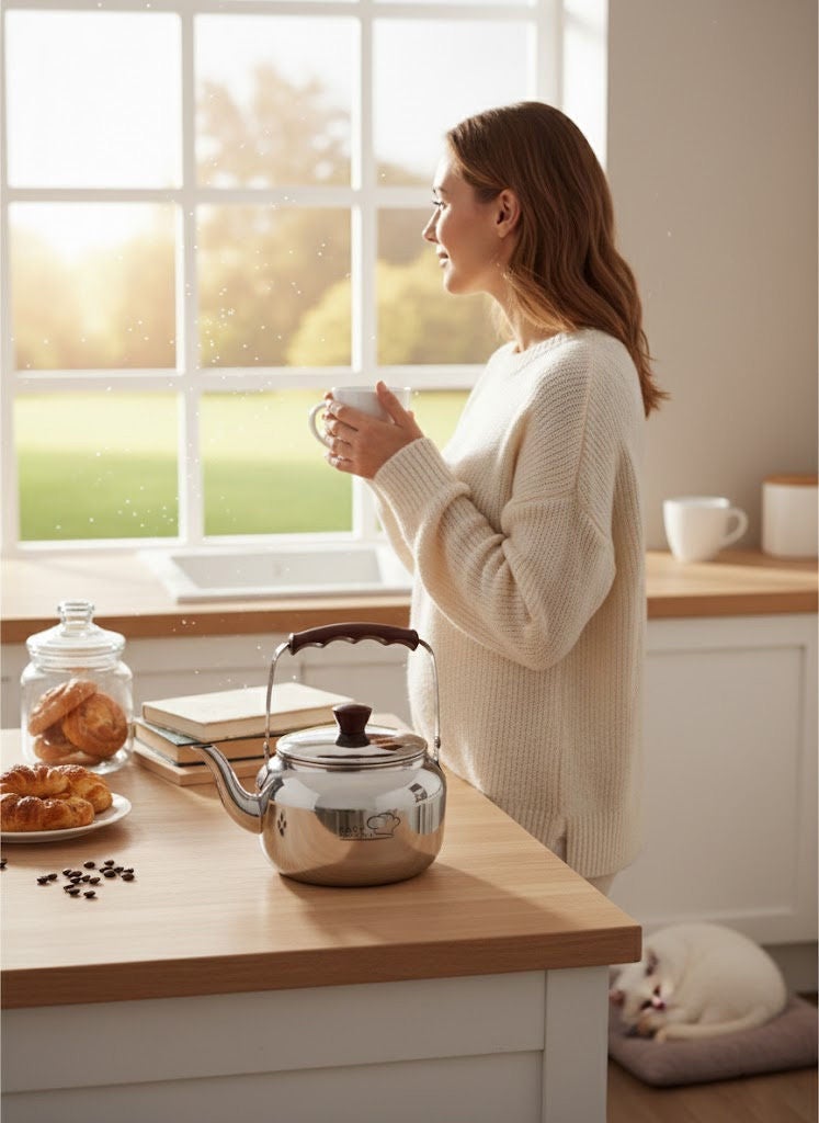 Easy Cooking Stainless Steel Tea Kettle 1.60 Liter Silver 18/10 (Made in Turkey) - Image 2