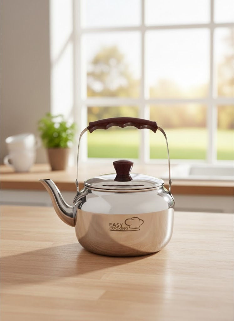 Easy Cooking Stainless Steel Tea Kettle 1.60 Liter Silver 18/10 (Made in Turkey) - Image 1
