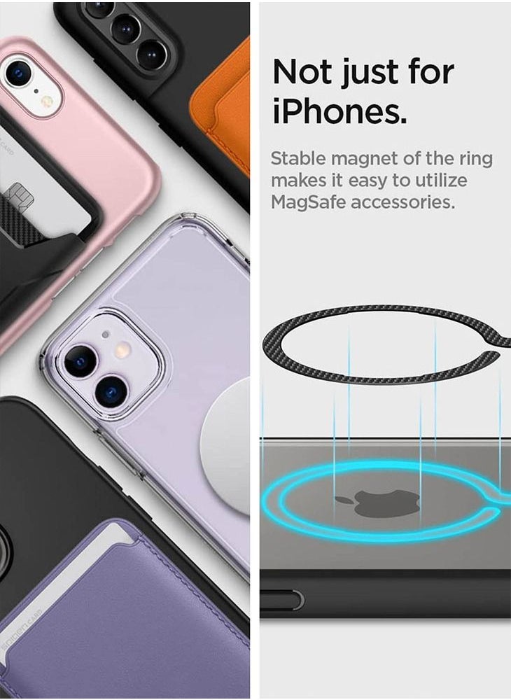 Spigen - Spigen One Tap Ring Adapter Magnet to Add MagSafe Compatibility to Non Mag Safe Case - Carbon Fiber - Image 1