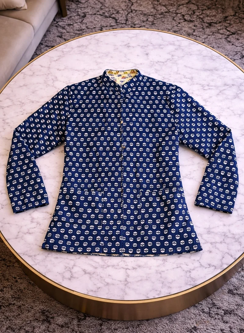 Tohfa Luxe Lorien Handcrafted Block Print Cotton Jacket – Medium (69 × 48 cm) | Unisex Artisan Jacket