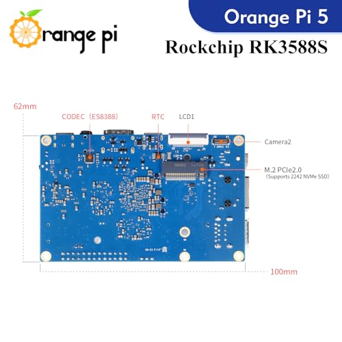 Orange Pi 5 16GB Rockchip RK3588S 8 Core 64 Bit Single Board Computer, 2.4GHz Frequency 8K Video Decoding Open Source Board Mini PC Run Orange Pi OS,Android12,Debian11 (Pi 5 16GB+5V4A TypeC Supply) - Image 3
