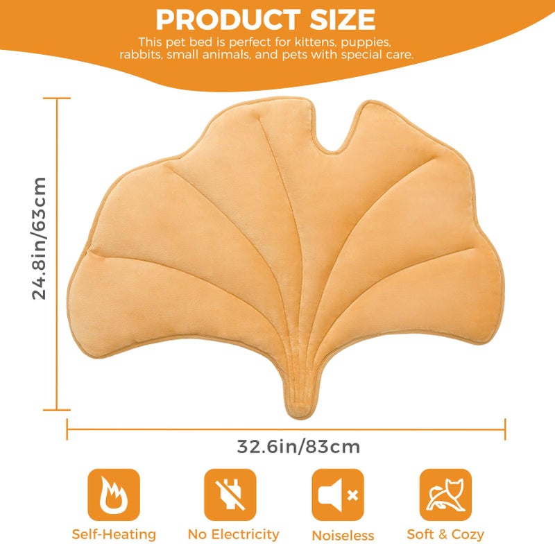 KOOLTAIL Self Warming Cat Bed Mat for Indoor Cats Dogs, Reversible Cozy Pet Heated Pad Blanket with Thermal Foil, Thicken Cat Window Perch, Puppy Kitten House for Crate Desk Floor Outdoor, Gingko Leaf - Image 2