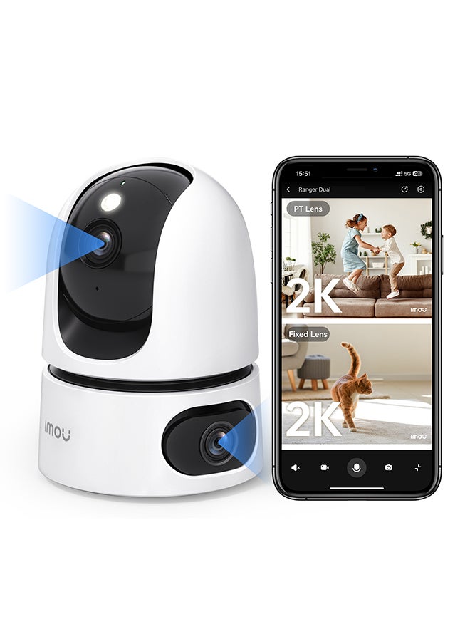 IMOU Ranger Dual 2K Security Camera, HD 3MP&3MP Baby Monitor with Camera and Audio, Pet Camera, Dual-Lens WIFI Camera, 355° Views Pan/Tilt Home CCTV Camera /2 Way Audio, Human Detection, Imou Cloud Storage 