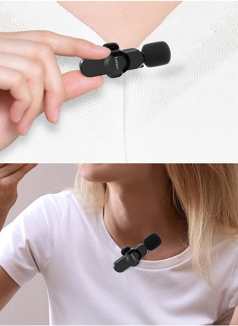 Earldom Wireless Lavalier Lapel Microphone with Type-C Connector – 25m Wireless Range, Dual Mic, Plug-and-Play for Video Recording, Interviews, Vlogging, Noise Reduction (2.4 GHz)  - Image 5