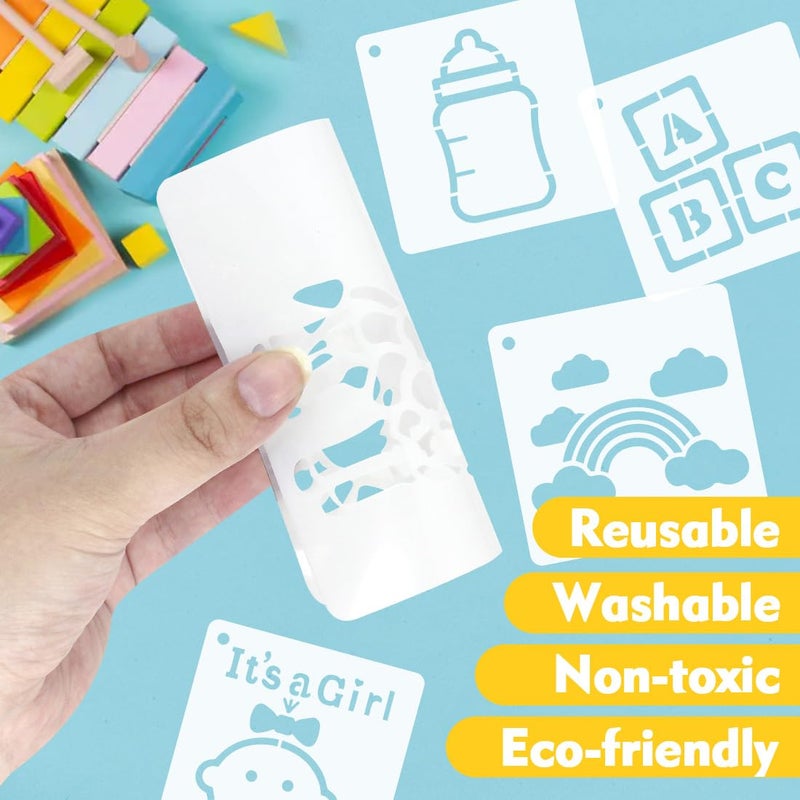 CH HAICHENG 50 PCS Painting Stencils Reusable Stencils for Painting on Wood Rocks Canvas Fabric Glass Pottery 4x4 Inch - Image 5