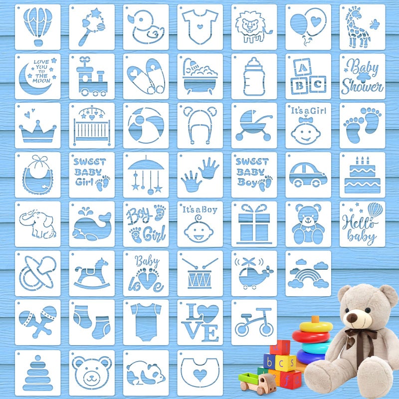 CH HAICHENG 50 PCS Painting Stencils Reusable Stencils for Painting on Wood Rocks Canvas Fabric Glass Pottery 4x4 Inch - Image 1