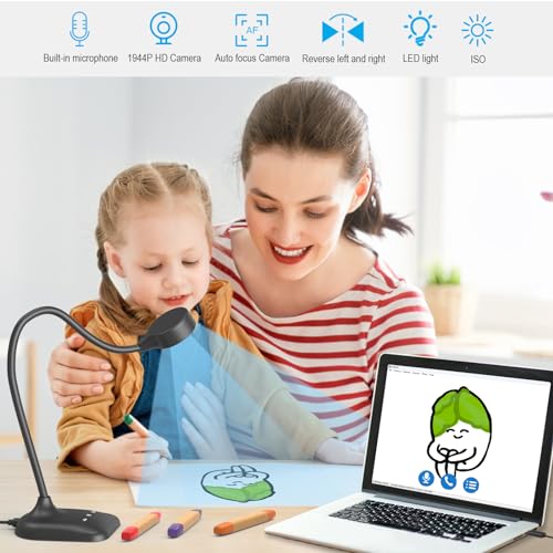 Thustand Document Camera for Teachers, Doc Camera, USB Visualizer with LED Light, Auto Focus, Image Invert, Fold, For Mac OS, Windows, Chromebook - Image 2