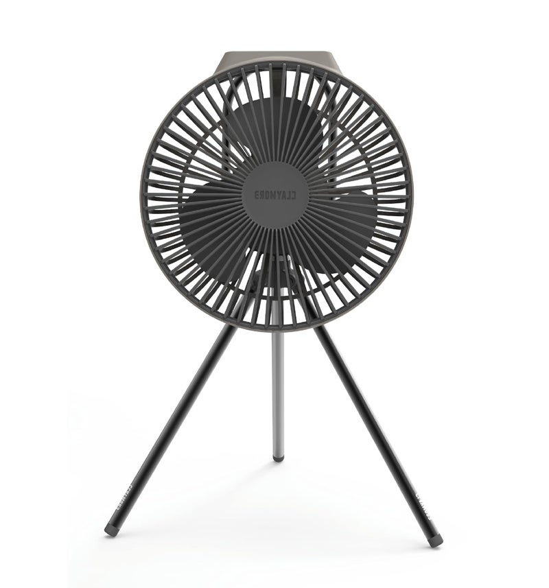 Claymore V600 Warm Gray Rechargeable Portable Fan 7800mAh Battery 4Speed BLDC UltraQuiet Air Circulator USBC Charging 32 Hrs Runtime Tripod Mountable Adjustable for Camping Indoor Outdoor