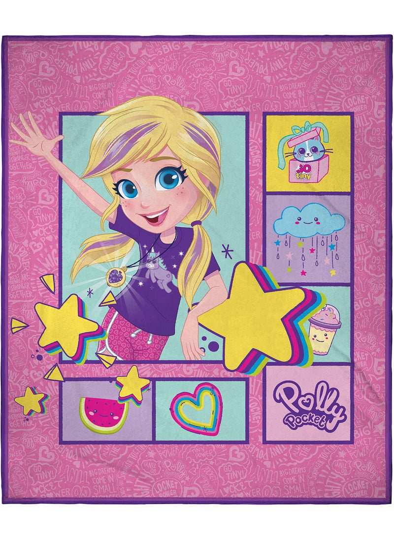 INTIMO INTIMO Polly Pocket It's Pocket Time! Super Soft and Cuddly Plush Fleece Throw Blanket 50"" x 60"" (127cm x152cm) 