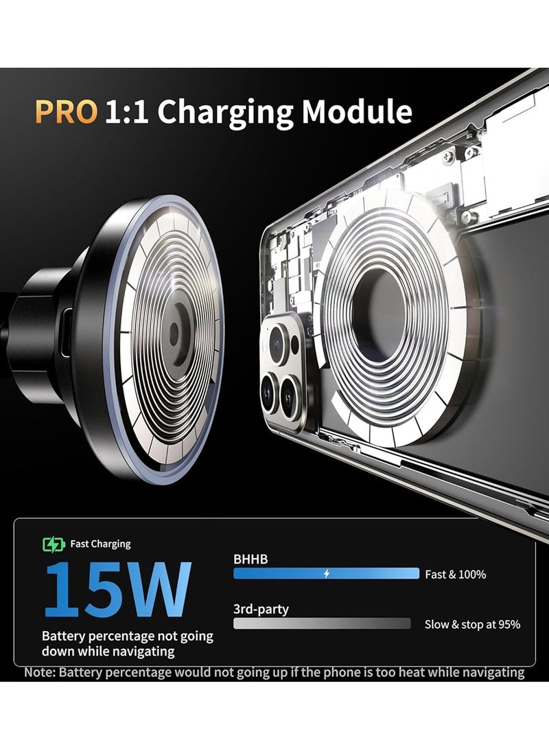 X-level 2 in1 Magnetic Phone Holder for Car,15W Magnetic Wireless Car Charger,Air Vent Friendly Hook, Strong Magnet,One-hand Operation, 360° Rotate, for Galaxy S25/S24 Ultra/iPhone 16/15 Pro Max/MagSafe Case Black - Image 4