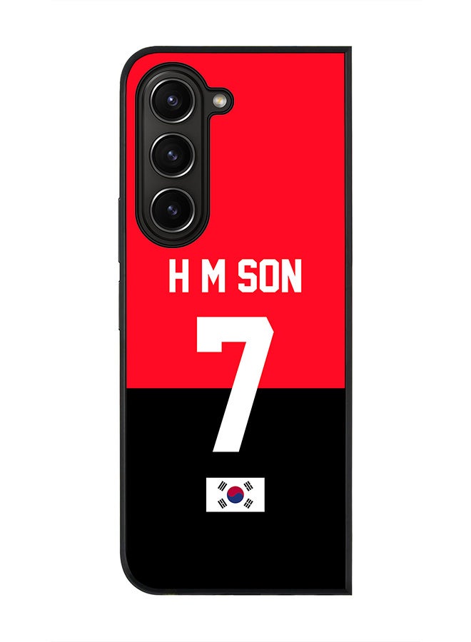 Stylizedd Rugged Black edge case for Samsung Galaxy Z Fold5, Slim fit Soft Case Flexible Rubber Edges Anti Drop TPU Gel Thin Cover -  Football Team - South Korea, Player Name - H M Son - Image 1