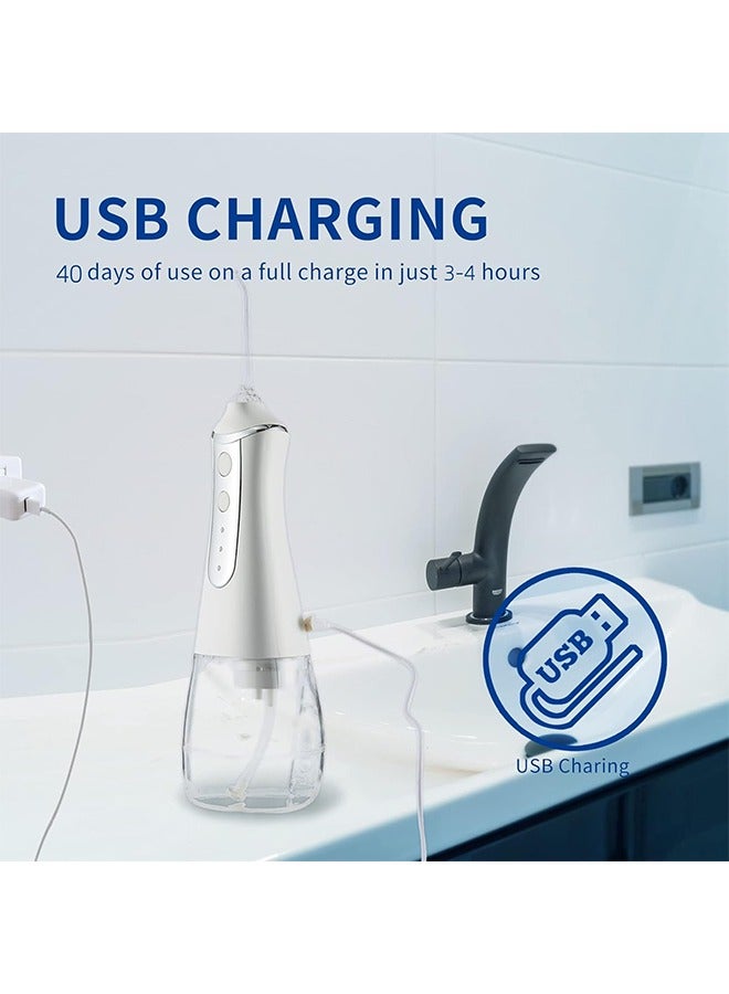 عام جهاز تنظيف الأسنان بالماء - جهاز ري فموي محمول مع 5 أوضاع، منظف أسنان تقويم الأسنان مقاوم للماء IPX7 قابل لإعادة الشحن بدون سلك للمنزل والسفر - خزان مياه سعة 300 مل - Image 5