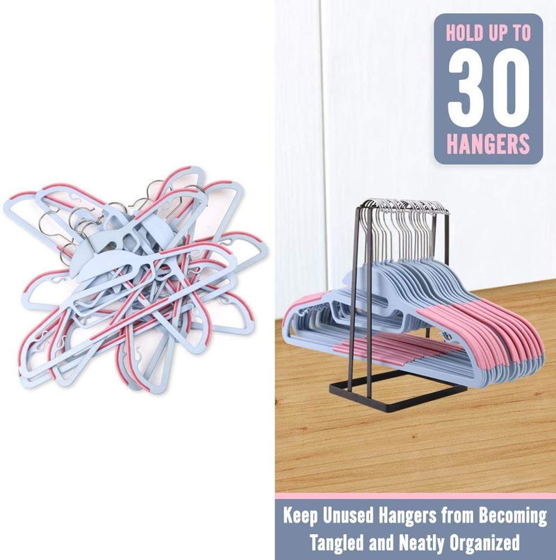 INDIAN DECOR 38790 Standing Clothes Hanger Stacker Holder, 2 pcs Drying Rack Caddy Premium Grade Iron for Tidier Laundry Room Closet Organizer, Hanger Caddy - Capacity Hold Up to 30 Hangers - Black - Image 2