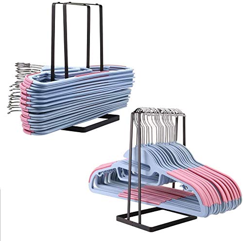 INDIAN DECOR 38790 Standing Clothes Hanger Stacker Holder, 2 pcs Drying Rack Caddy Premium Grade Iron for Tidier Laundry Room Closet Organizer, Hanger Caddy - Capacity Hold Up to 30 Hangers - Black - Image 1