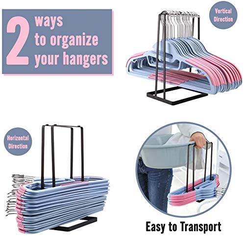 INDIAN DECOR 38790 Standing Clothes Hanger Stacker Holder, 2 pcs Drying Rack Caddy Premium Grade Iron for Tidier Laundry Room Closet Organizer, Hanger Caddy - Capacity Hold Up to 30 Hangers - Black - Image 5