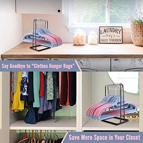 INDIAN DECOR 38790 Standing Clothes Hanger Stacker Holder, 2 pcs Drying Rack Caddy Premium Grade Iron for Tidier Laundry Room Closet Organizer, Hanger Caddy - Capacity Hold Up to 30 Hangers - Black - Image 3