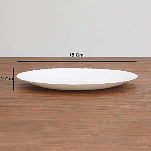 RAINCART Ceramic Classique Plain Quarter Desert Salad Plate Set of 6 pcs White 75 inch - Image 2