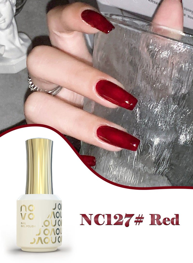 Novo Gel Nail Polish, Sheer Nude Gel Nail, UV & LED Cured Quick Dry, Long-Lasting Gel Polish for DIY Manicure, Nail Art at Home or Salon 12ml-NC127# Red - Image 2
