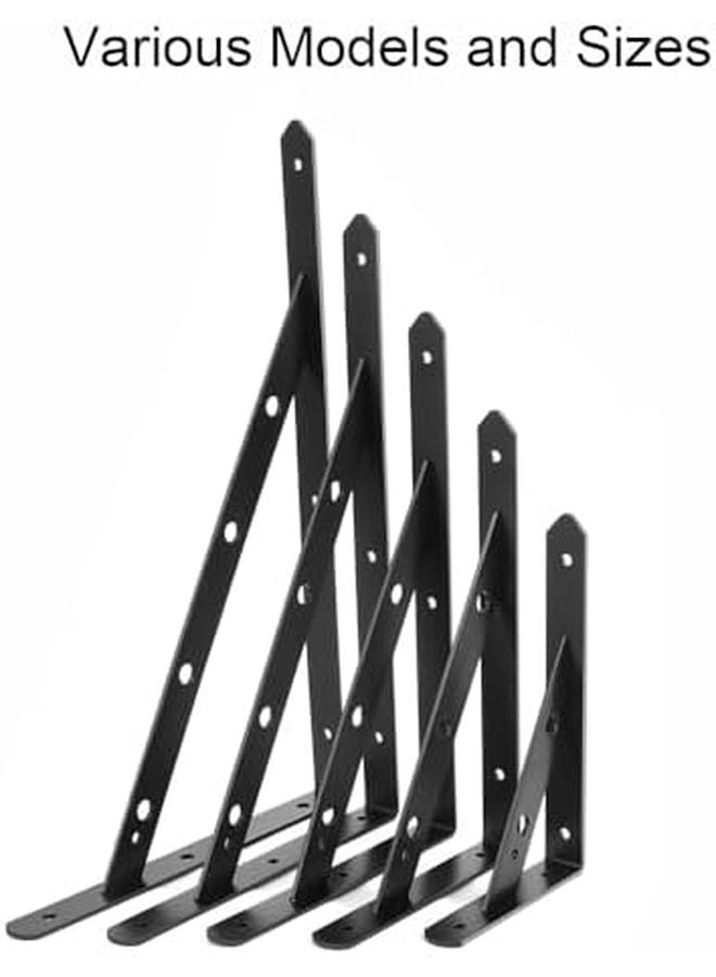 Heavy Duty L Shaped Shelf Brackets Black Metal Wall Mount Supports For Floating Shelves - Image 5