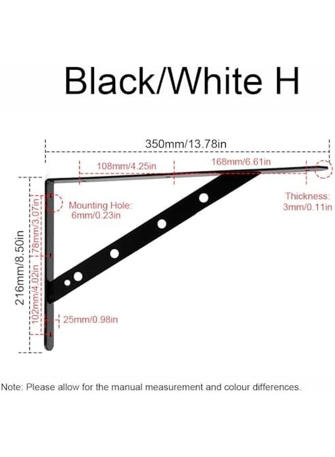 Heavy Duty L Shaped Shelf Brackets Black Metal Wall Mount Supports For Floating Shelves - Image 3