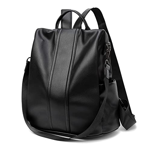 PINCNEL Women Backpack Purse Waterproof Nylon Anti-theft Rucksack Lightweight Shoulder Bag, Medium, Black - Image 1