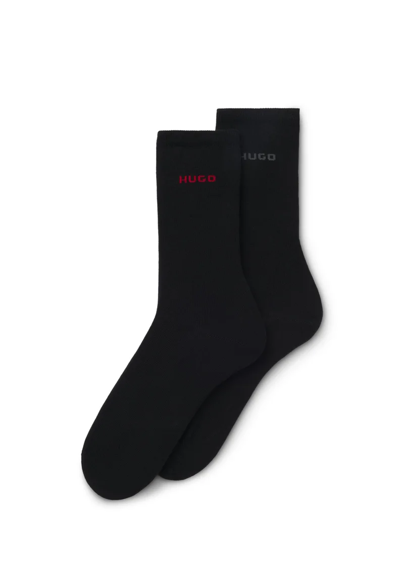 هوجو Two-pack of regular-length cotton-blend logo socks