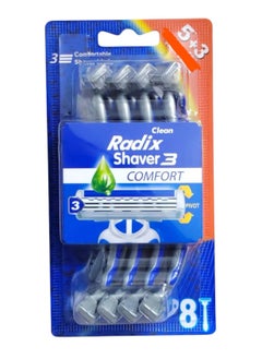 RADIX Clean 8-Piece Blue3 Comfort Razor Set Blue/Silver 