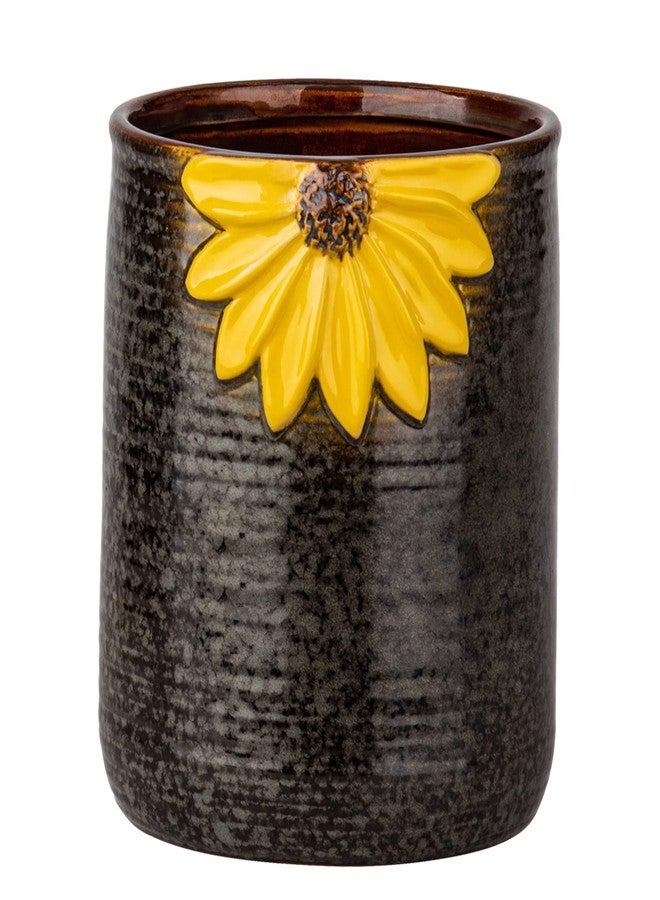 GABROC Utensil Crock, Kitchen Utensil Holder, Ceramic Utensil Holder for Countertop, Cooking Utensil Holder for Kitchen Sunflower Decor Large Kitchen Spatula Holder - Image 1