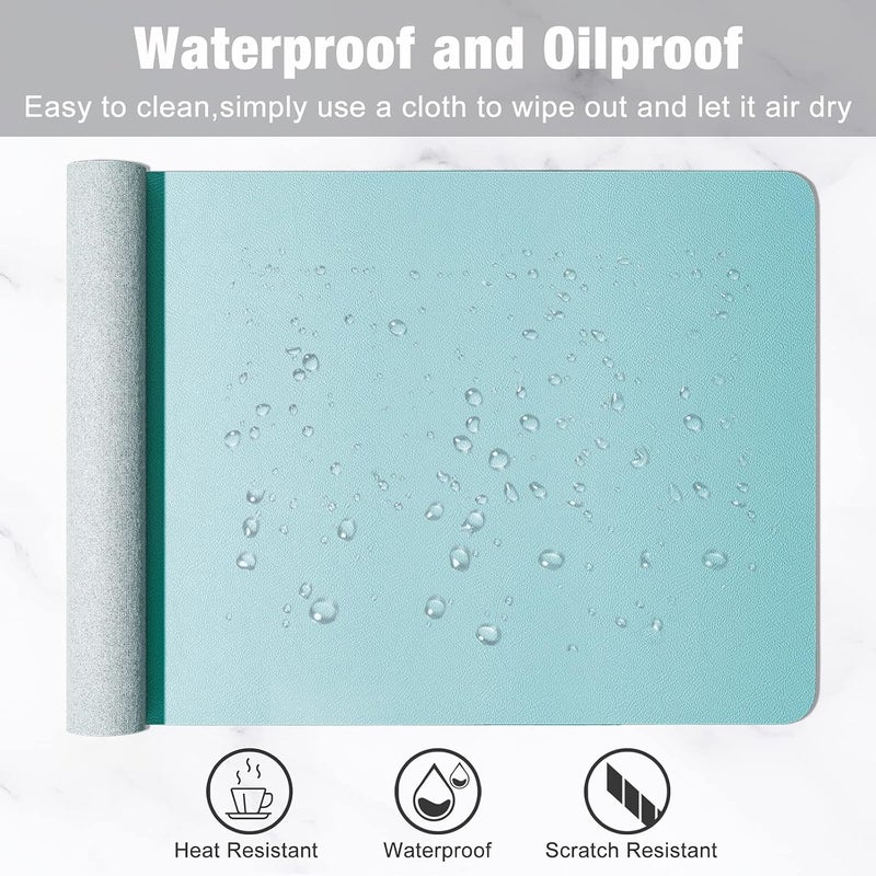Hsurbtra Desk Pad, 30" x 14" PU Leather Desk Mat, XL Extended Mouse Pad, Waterproof Desktop Blotter Protector, Non-Slip Ultra Thin Large Laptop Keyboard Writing Mat for Office Home, Lake Blue - Image 5