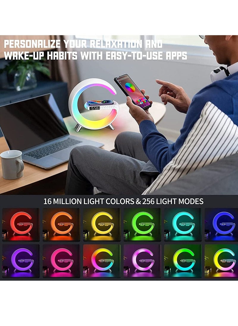 Generic - RGB Atmosphere Lamp,Color Changing Mood Light with Wireless Charger,15W LED Bedside lamp with Time Display, Dimmable Night Light with Alarm Clock, Bluetooth Speaker and APP Control for Bedroom - Image 1