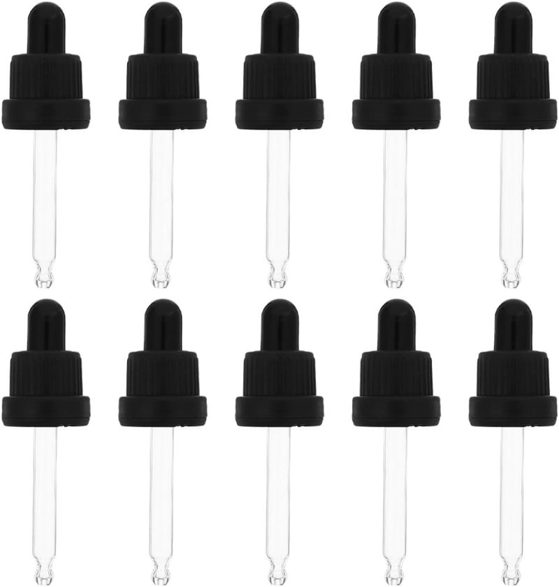 10 Sets 15ml Essential Oil Bottle Dropper with Black -resistant Cap Glass Eye Droppers for Aromatherapy and DIY Beauty Care - Image 1