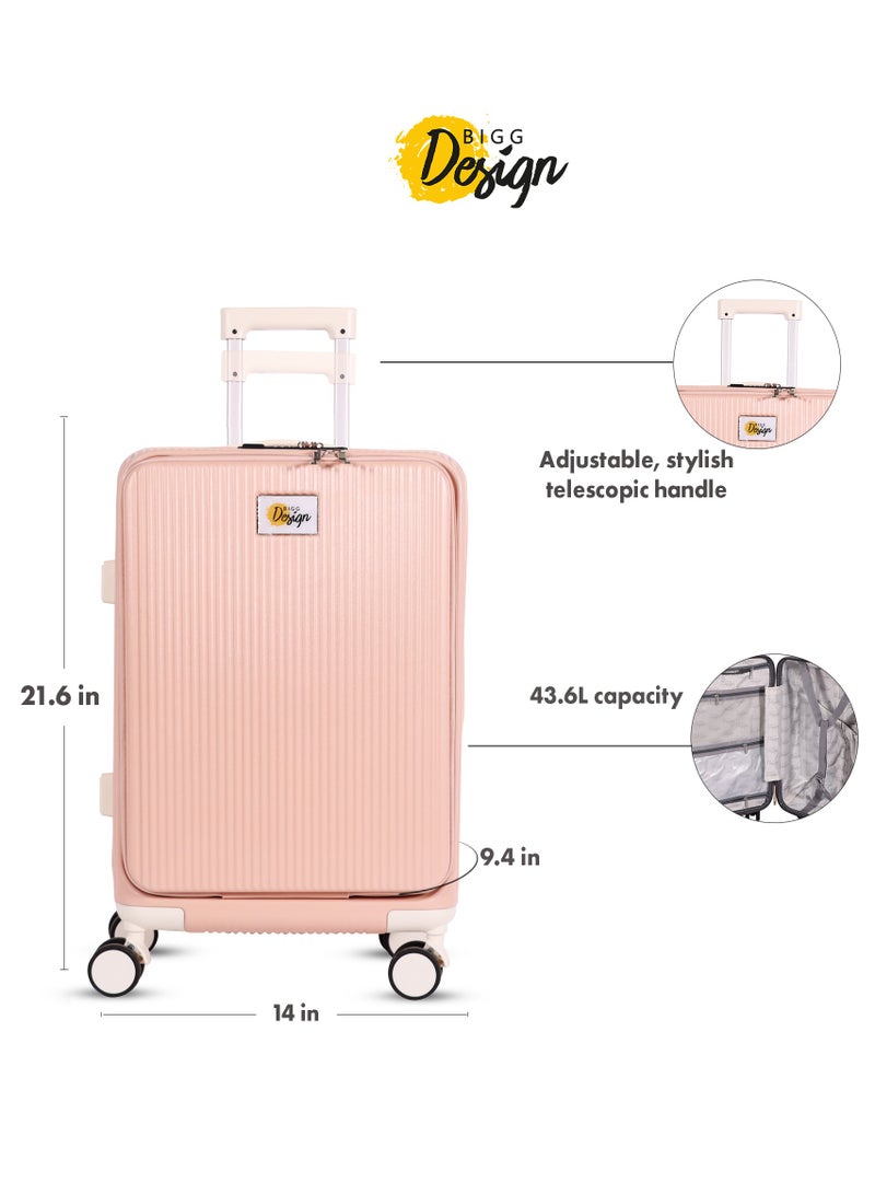 بيج ديزاين حقيبة سفر محمولة من Biggdesign Moods Up مع عجلات دوارة، حامل أكواب، منفذ USB ونظام قفل TSA بسعة 20 بوصة باللون الوردي - Image 2