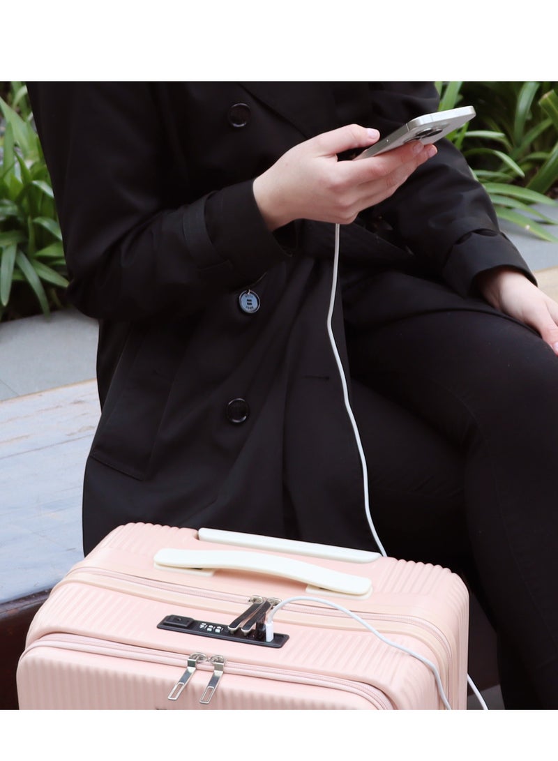 بيج ديزاين حقيبة سفر محمولة من Biggdesign Moods Up مع عجلات دوارة، حامل أكواب، منفذ USB ونظام قفل TSA بسعة 20 بوصة باللون الوردي - Image 5