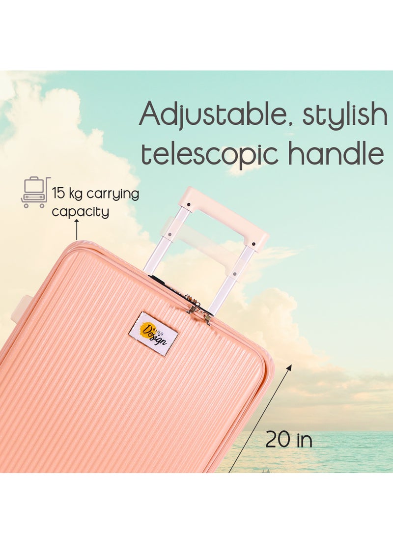 بيج ديزاين حقيبة سفر محمولة من Biggdesign Moods Up مع عجلات دوارة، حامل أكواب، منفذ USB ونظام قفل TSA بسعة 20 بوصة باللون الوردي - Image 3