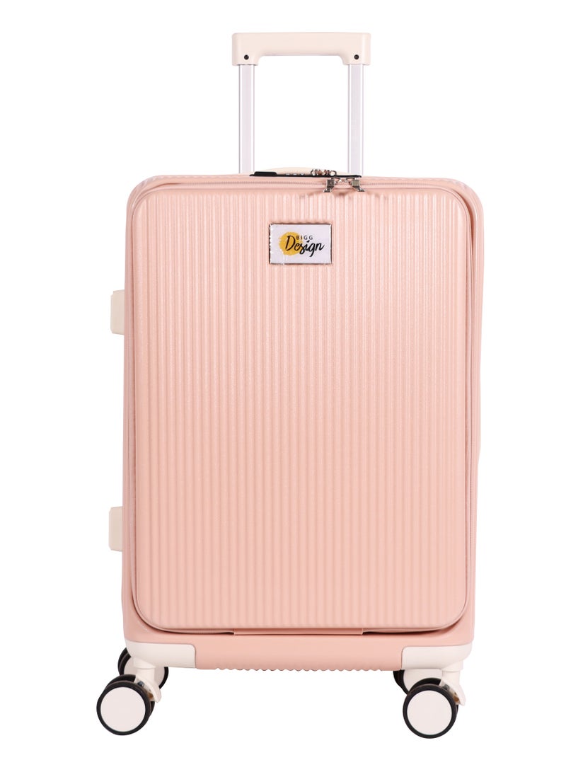 بيج ديزاين حقيبة سفر محمولة من Biggdesign Moods Up مع عجلات دوارة، حامل أكواب، منفذ USB ونظام قفل TSA بسعة 20 بوصة باللون الوردي - Image 1