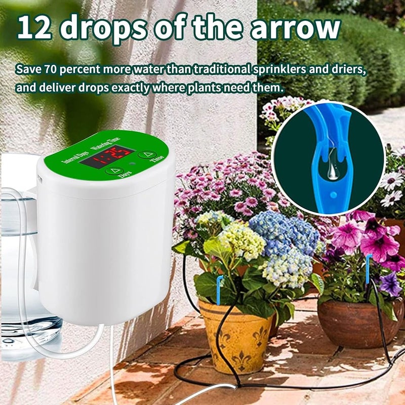 BIGTHREE Automatic Watering System, 12 Plants Drip Irrigation Kits, LED Display & USB Power Plant Self Watering System, Automatic Plant Waterer Devices for Indoor Potted Plant - Image 2