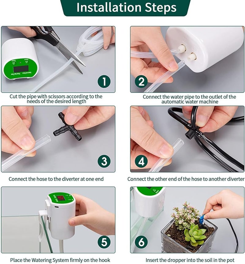 BIGTHREE Automatic Watering System, 12 Plants Drip Irrigation Kits, LED Display & USB Power Plant Self Watering System, Automatic Plant Waterer Devices for Indoor Potted Plant - Image 4