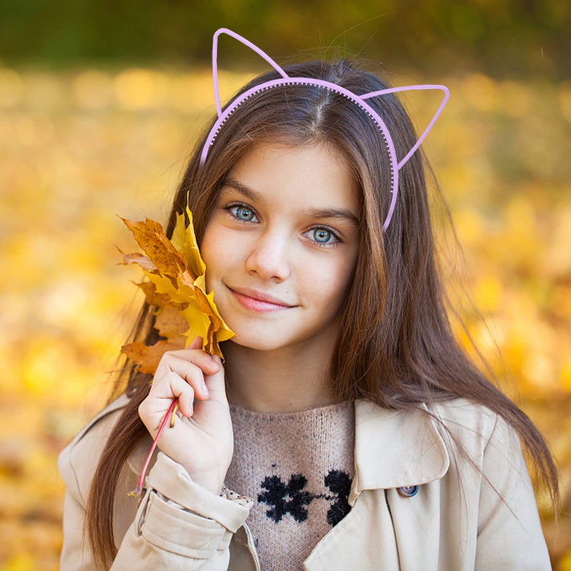 Tbestmax 24 Cat Ear Headbands Plastic Hairbands Hair Hoops Party Costume Daily Decorations Bunny Cat Bow Headwear Accessories for Women Girls Daily Wearing and Party Decoration - Image 5