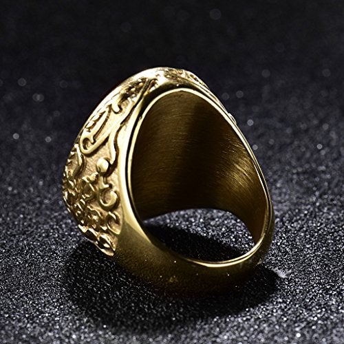 MASOP Luxury Large Oval Red Crystal Mens Finger Rings Stainless Steel Wedding Party Ring Jewelry - Image 3