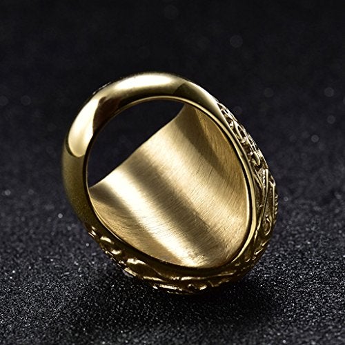 MASOP Luxury Large Oval Red Crystal Mens Finger Rings Stainless Steel Wedding Party Ring Jewelry - Image 4