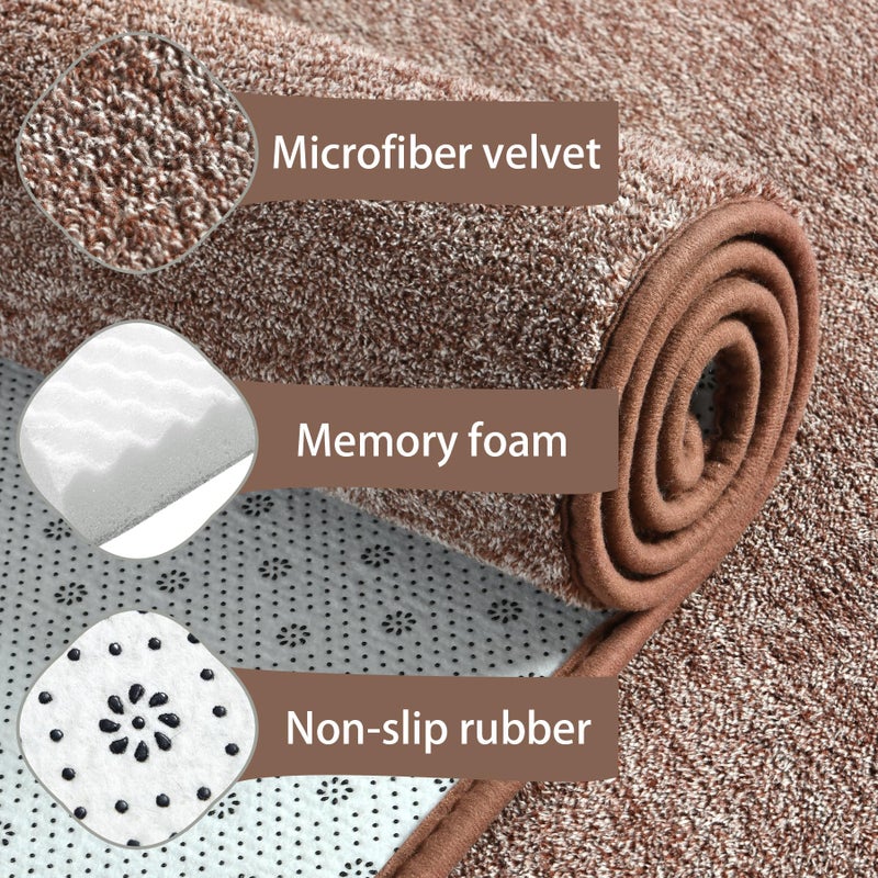 Keeko Soft 2x6 Runner Rug Brown, Bedside Rugs for Bedroom Living Room Small Area Throw Rugs Indoor Runner Carpets for Hallway Memory Foam Laundry Room Rug for Teen Kids Nursery Dorm Classroom Decor - Image 4
