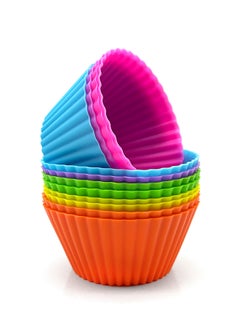 WinHolder 12Pcs Silicone Cupcake Liners, Baking Cups Non-Stick Cake Muffin Chocolate Cupcake Liner Baking Cup Mold, Multicolor  - Image 1