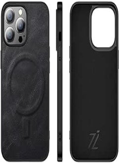 iPhone Magnetic Luxury Leather Case Designed for MagSafe Chargers for iPhone 12 Series 13 Series BY IZONE (iPhone 12/12 Pro, Black)…