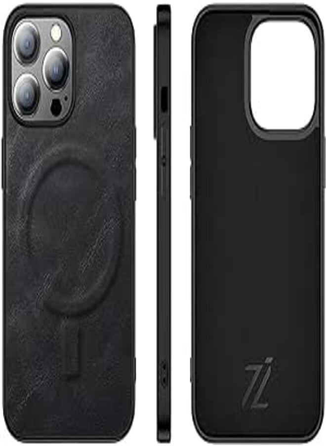 Izone - iPhone Magnetic Luxury Leather Case Designed for MagSafe Chargers for iPhone 12 Series 13 Series BY IZONE (iPhone 12/12 Pro, Black)… - Image 1
